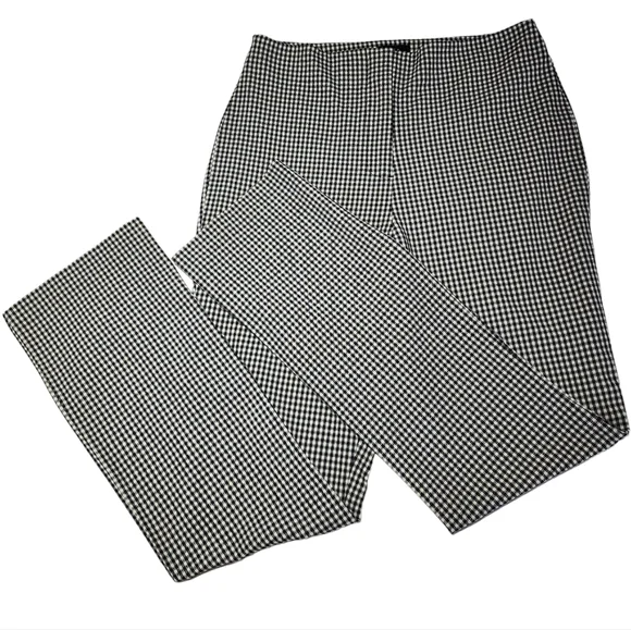 Nicole Miller Womens Pants Black And White Plaid High Waisted Split Leg Size 8 - Picture 14 of 15